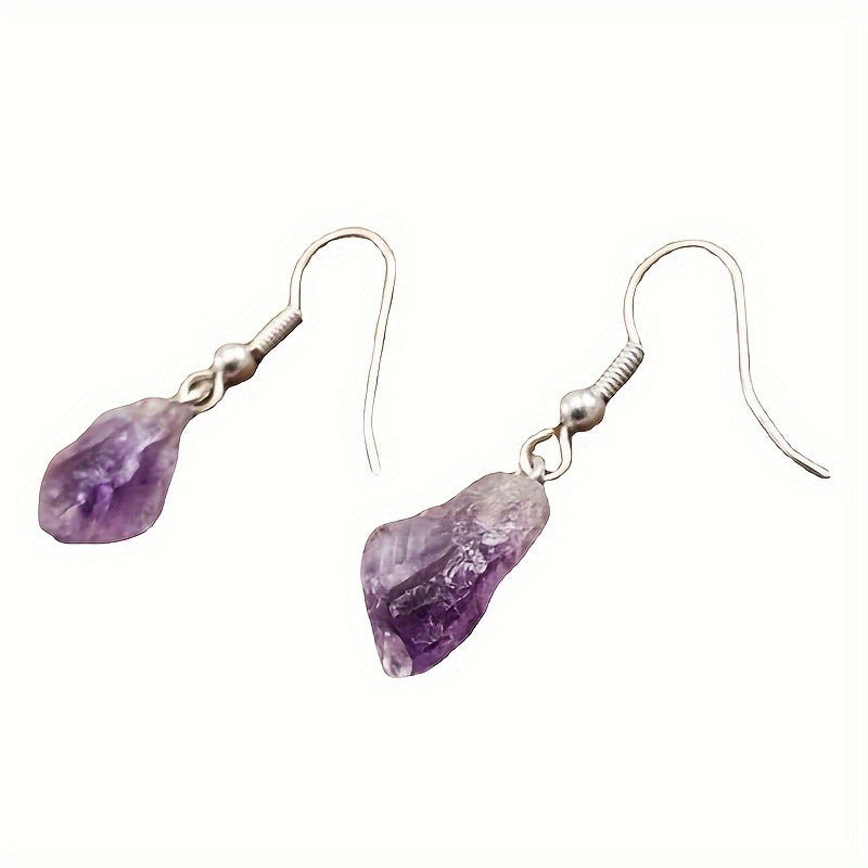 Wholesale natural amethyst stone earrings