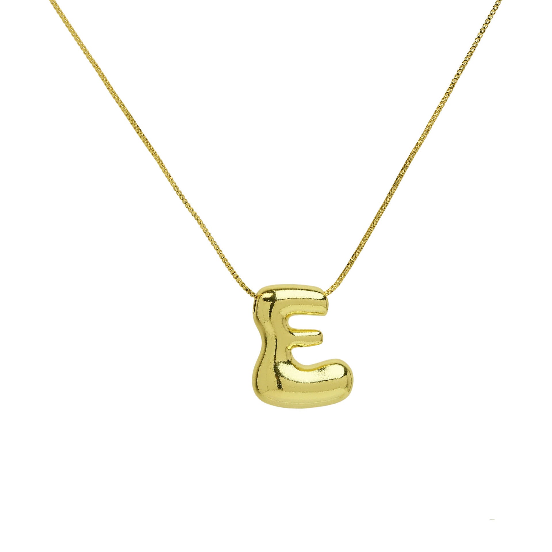 Wholesale 18K Brass Glossy Balloon Bubble 26 Letter Pendant Necklaces ACC-NE-BaiYi001