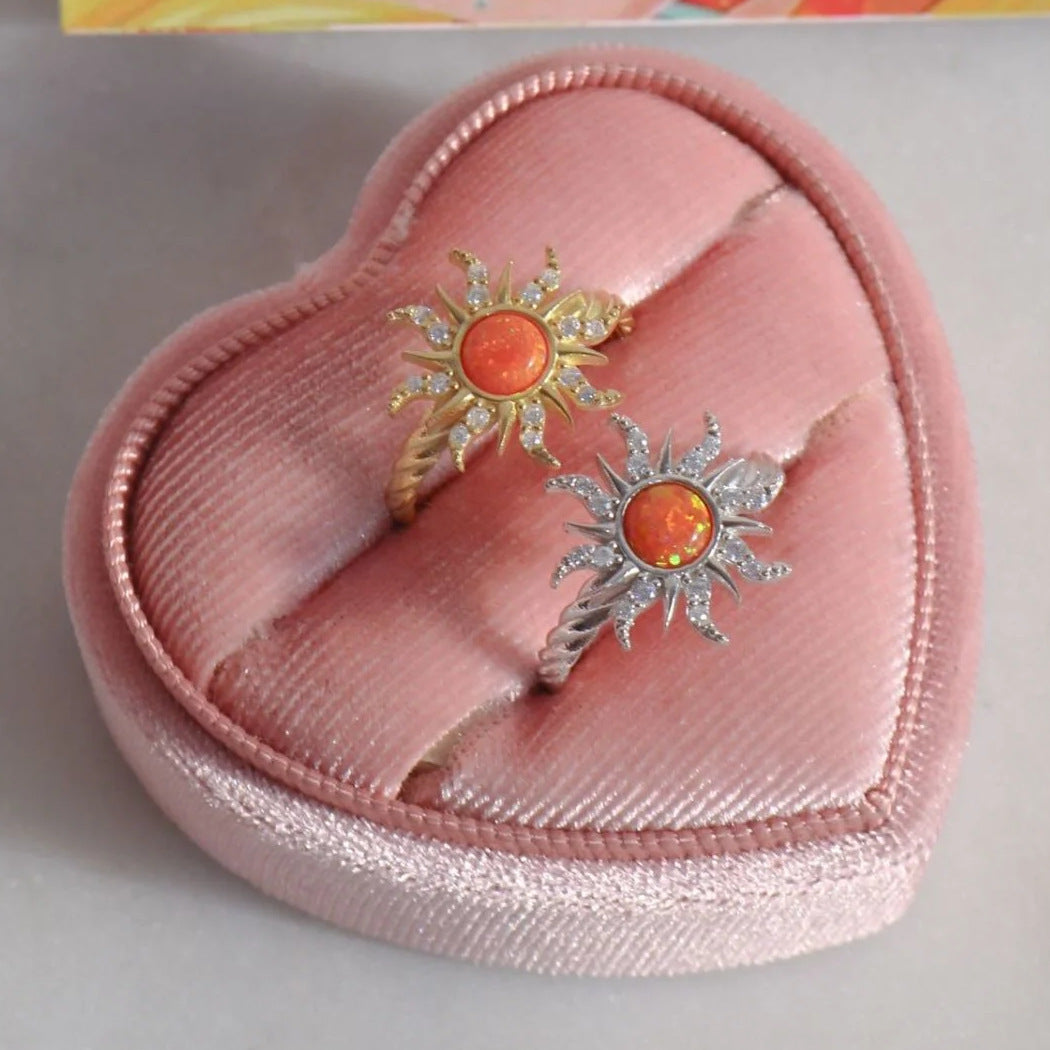 Wholesale Rotatable Opal Ring Decompression Necklace Opal Zircon Star Danger Rings Bracelet Necklaces