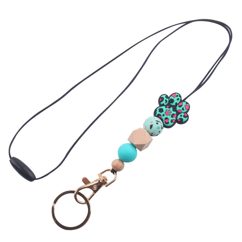 Wholesale Cartoon Animal Dog Paw Silicone Beaded Necklace Keychain Cute Keychain ACC-KC-GuangTian077