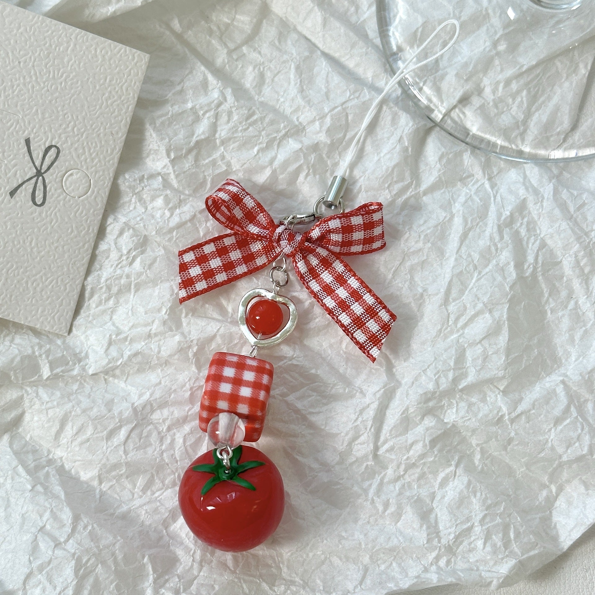 Wholesale  Strawberry Bow Beaded Keychains