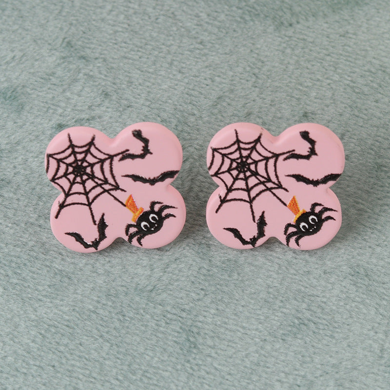Wholesale   Ghost Bat Geometric Flowers Acrylic Earrings