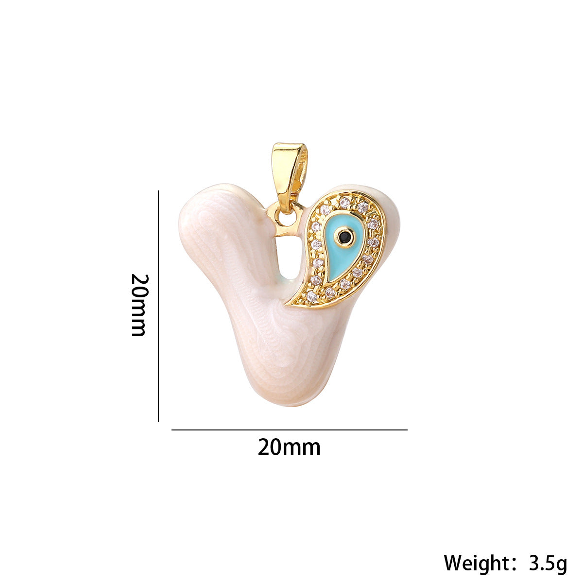 Wholesale Evil Eye Letter Pendant 16K Gold Plated Copper With Zircon Fashion Decorative Accessory DIY Jewelry Charm Boutique Gift Resale
