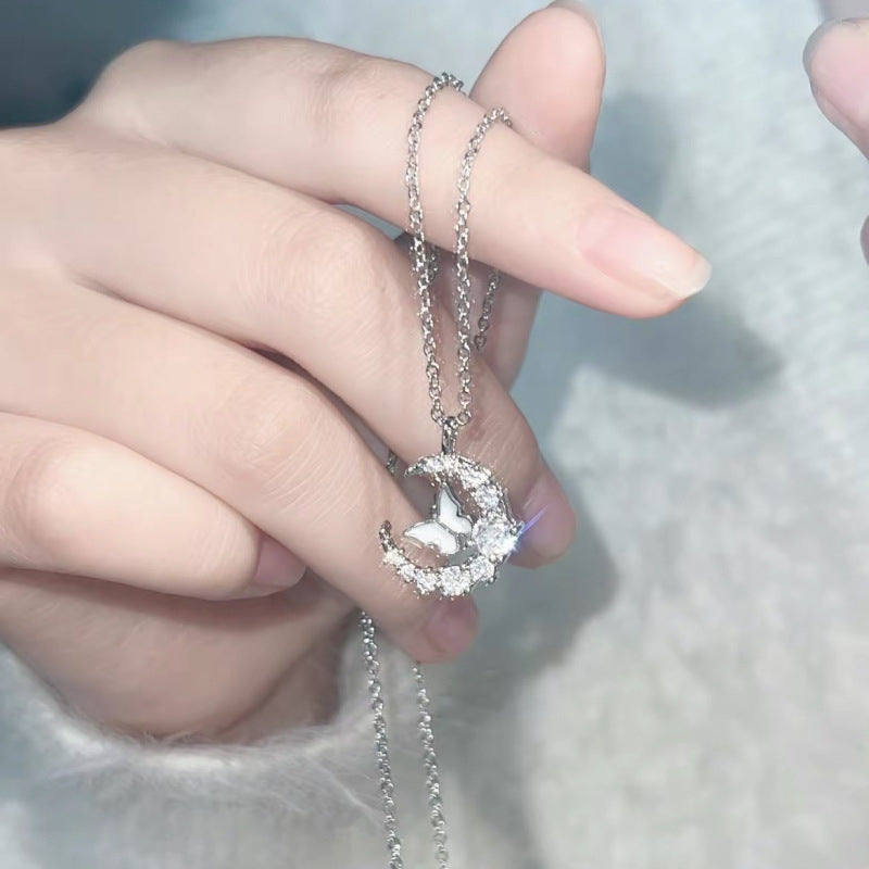 Wholesale Fashion Moon Diamond Butterfly Necklace  ACC-NE-YingHao006