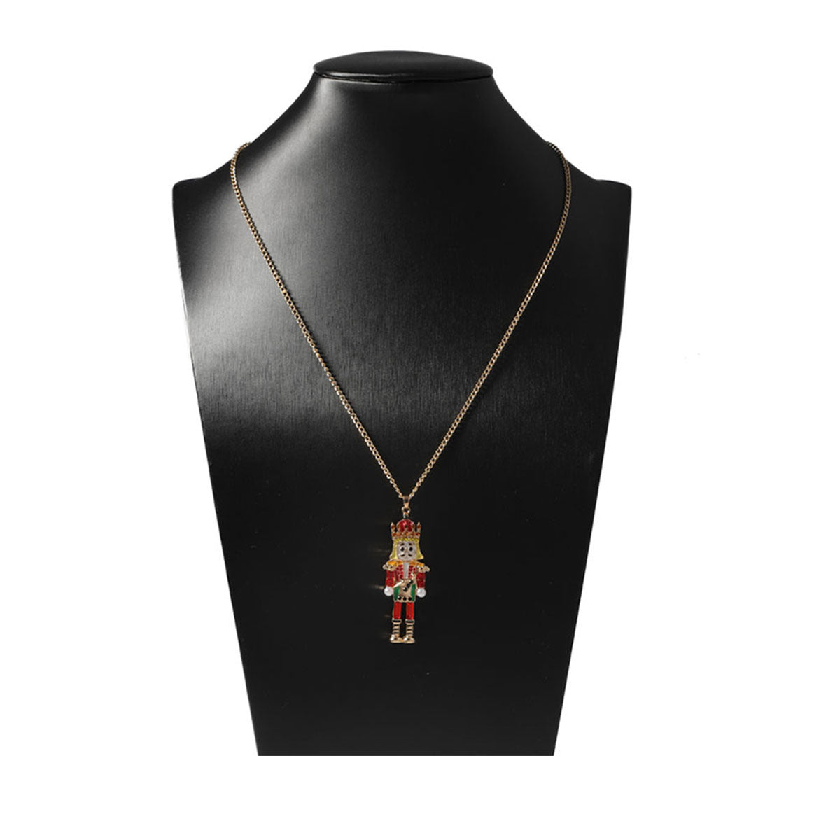 Wholesale Cartoon Alloy Oil Dropping Zircon Nutcracker Soldier Necklace