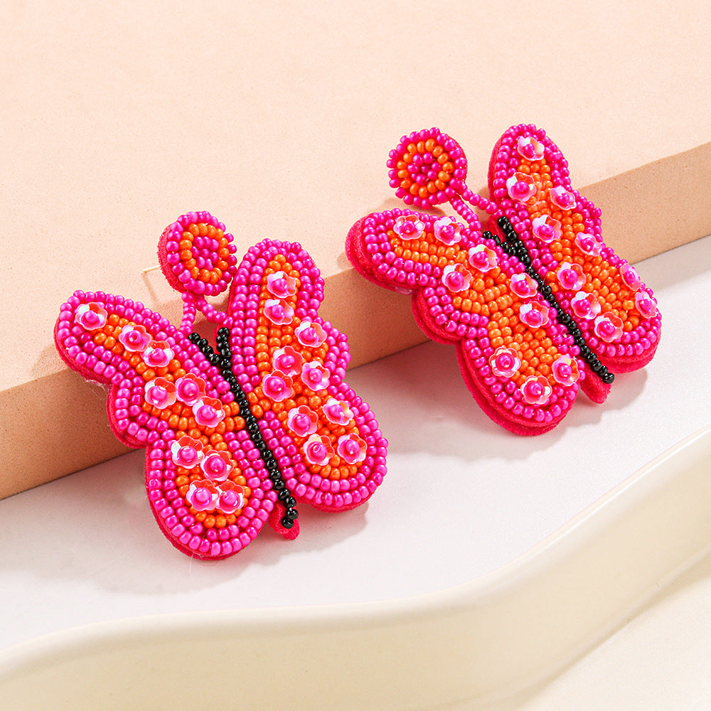 Wholesale creative insect butterfly-shaped cartoon rice beads earrings