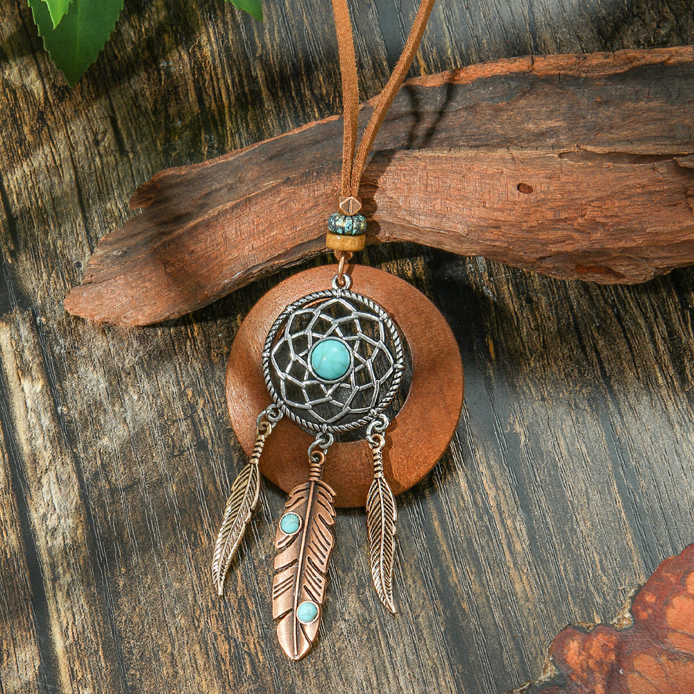Wholesale Bohemian Retro Alloy Dream Catcher Pendant Necklace Fashion Accessory