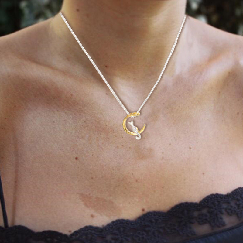 Wholesale  moon cat necklace clavicle chain