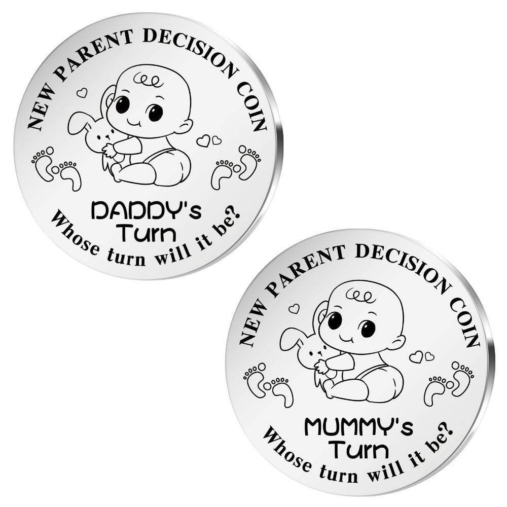 Wholesale Stylish Titanium Steel Commemorative Coin Keychain Family Fun Game Decorative Accessory For Gift Resale