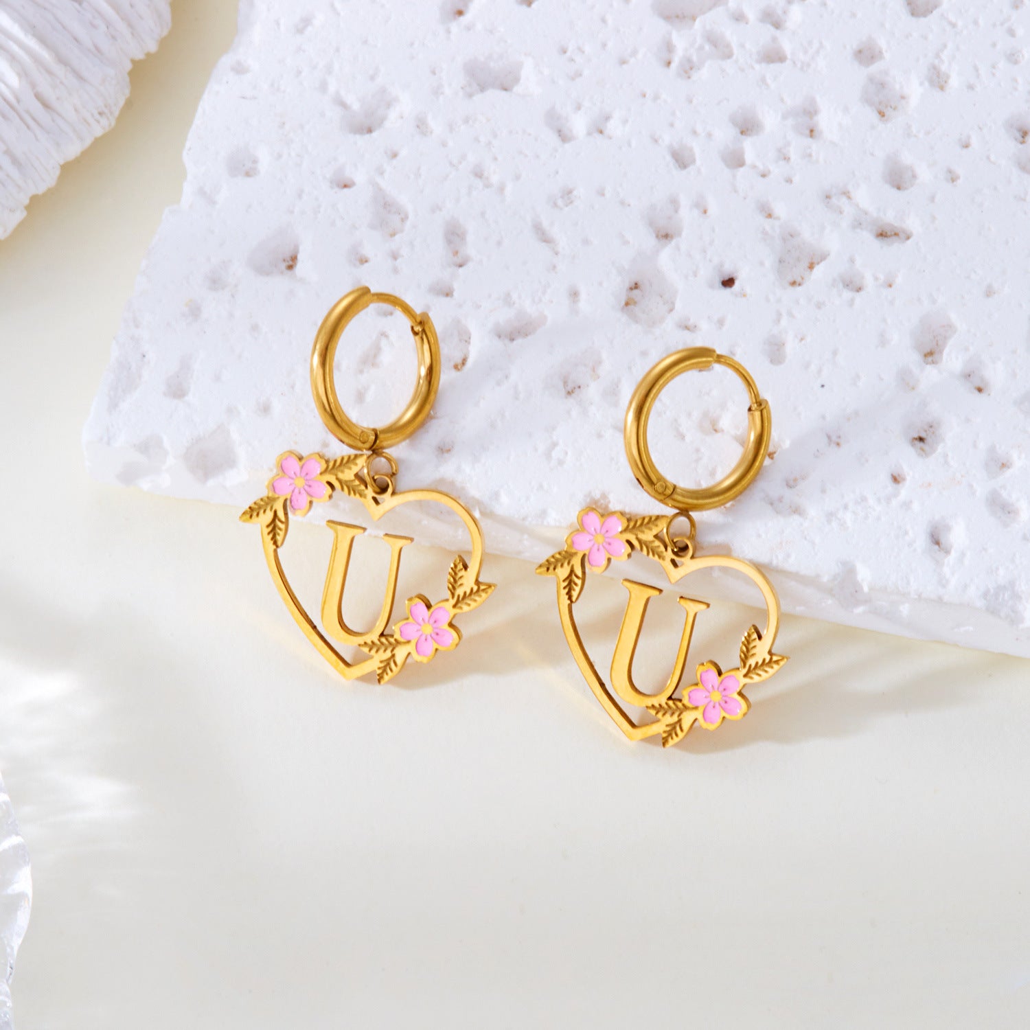 Wholesale Luxury Cut Out Stainless Steel 26 English Letter Earrings