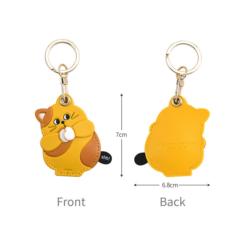Wholesale Fruit Print Drop Shaped PU Leather Card Holder Keychain Cute Bag Charm Boutique Resale Gift