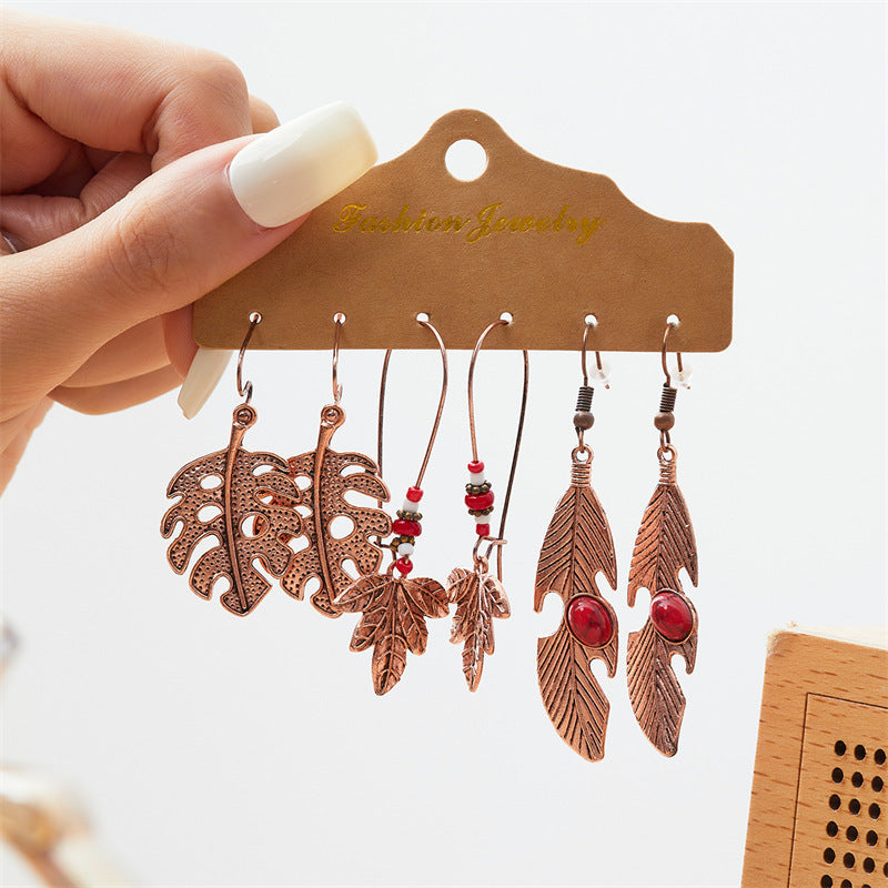 Wholesale Bohemian ethnic style  earrings  all-match long tassel retro combination earrings