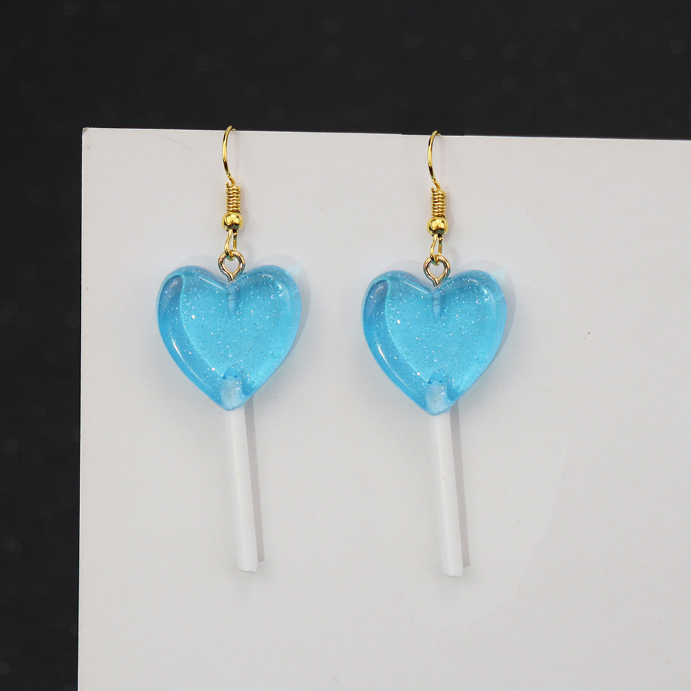 Wholesale Glitter Candy Color Love Lollipop Earrings