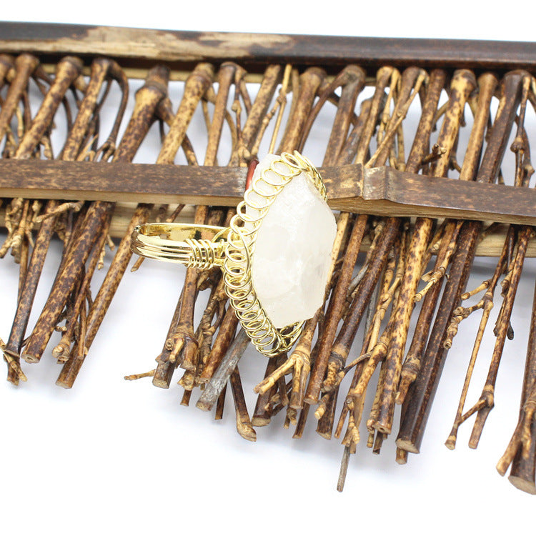 Wholesale natural stone crystal stone ring