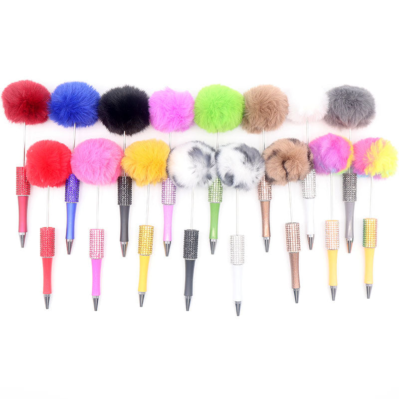 Wholesale Beadable Pens Rhinestone Pom Pom Ball DIY Beaded Pen ACC-PN-CY005