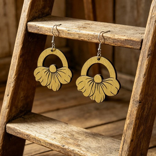 Wholesale Wooden French Vintage Printed Earrings For Women Stylish Jewelry Accessory Gift Resale