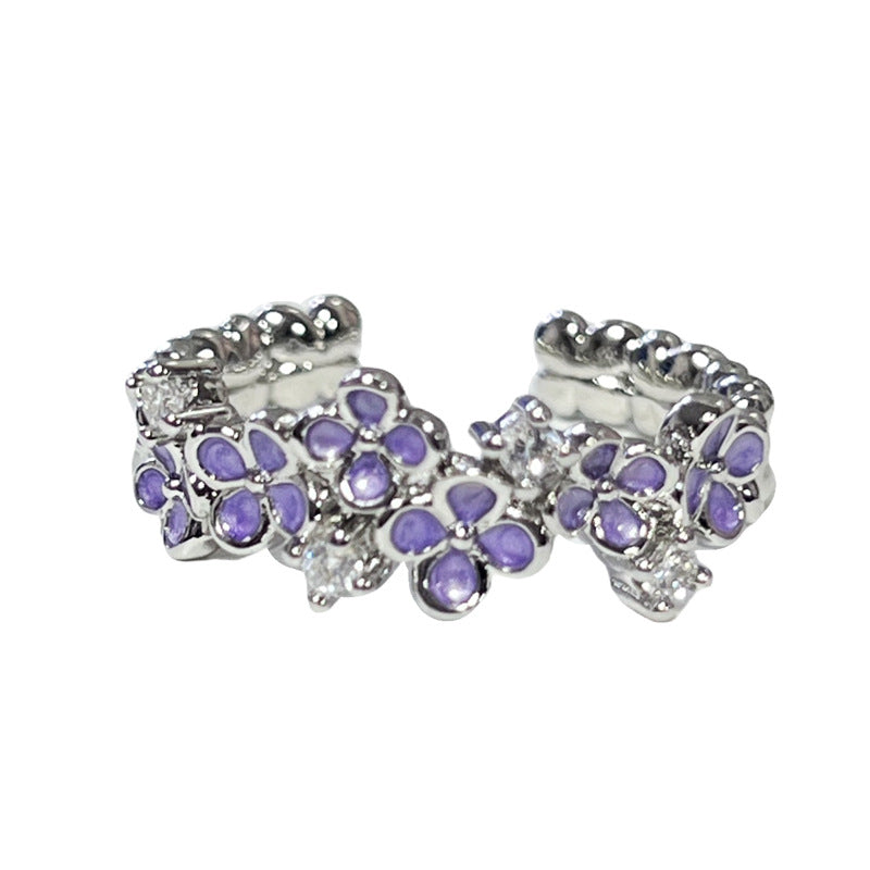 Wholesale Purple Glaze Flower Fashion Light Luxury Ring