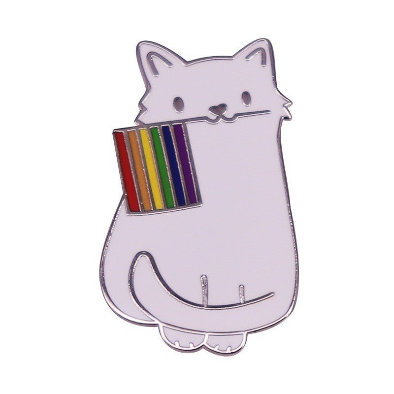 Wholesale Rainbow Cat Animal Brooch