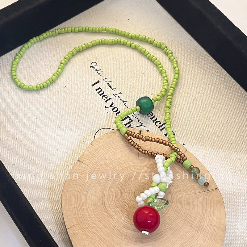 Wholesale  Apple Beaded Necklace  Collarbone Chain