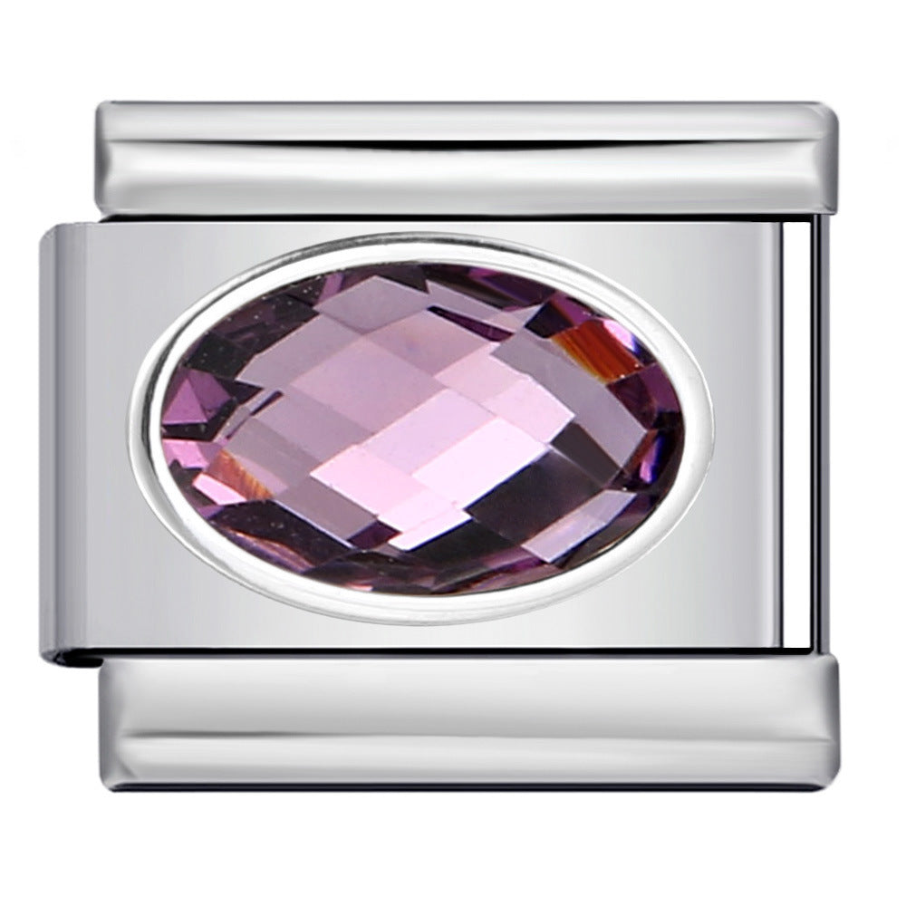 Wholesale Italian Charm Bracelet 9mm DIY Splicing Removable Oval Color Stone Stainless Steel Composable Bracelet