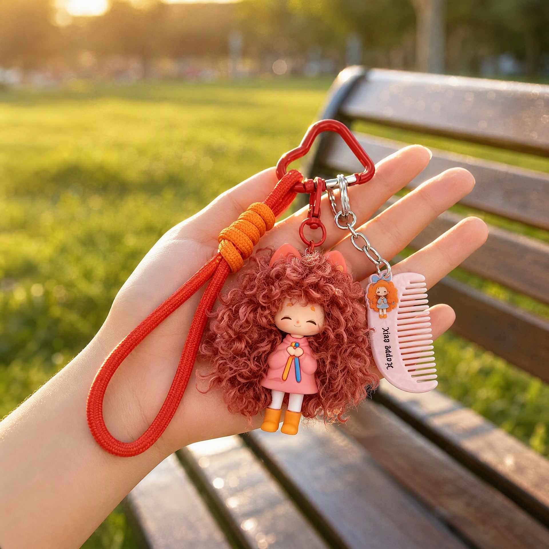 Wholesale Trendy Cartoon Girl Keychain Pendant Cute Fuzzy Hair Charm For Backpack Phone Purse