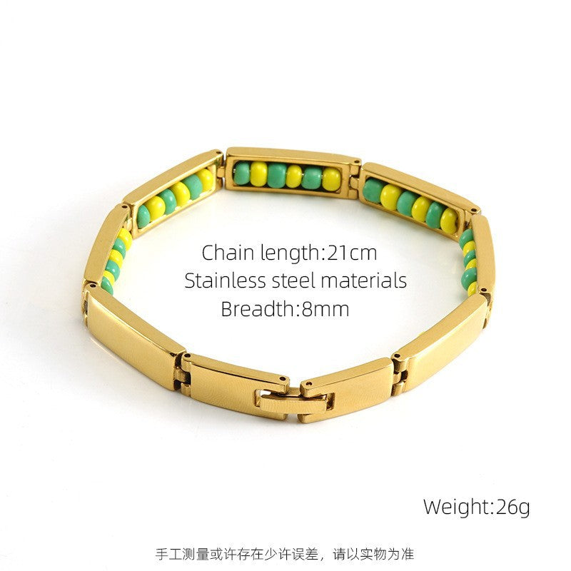 Wholesale Steel and titanium bead bracelet