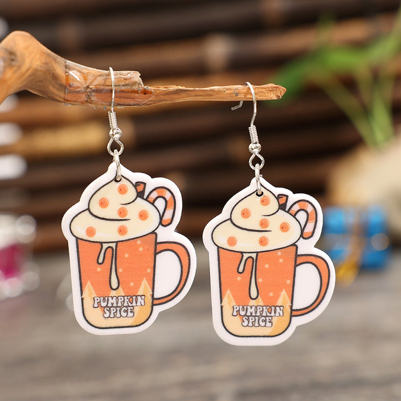 Wholesale retro creative cartoon wine glass acrylic earrings