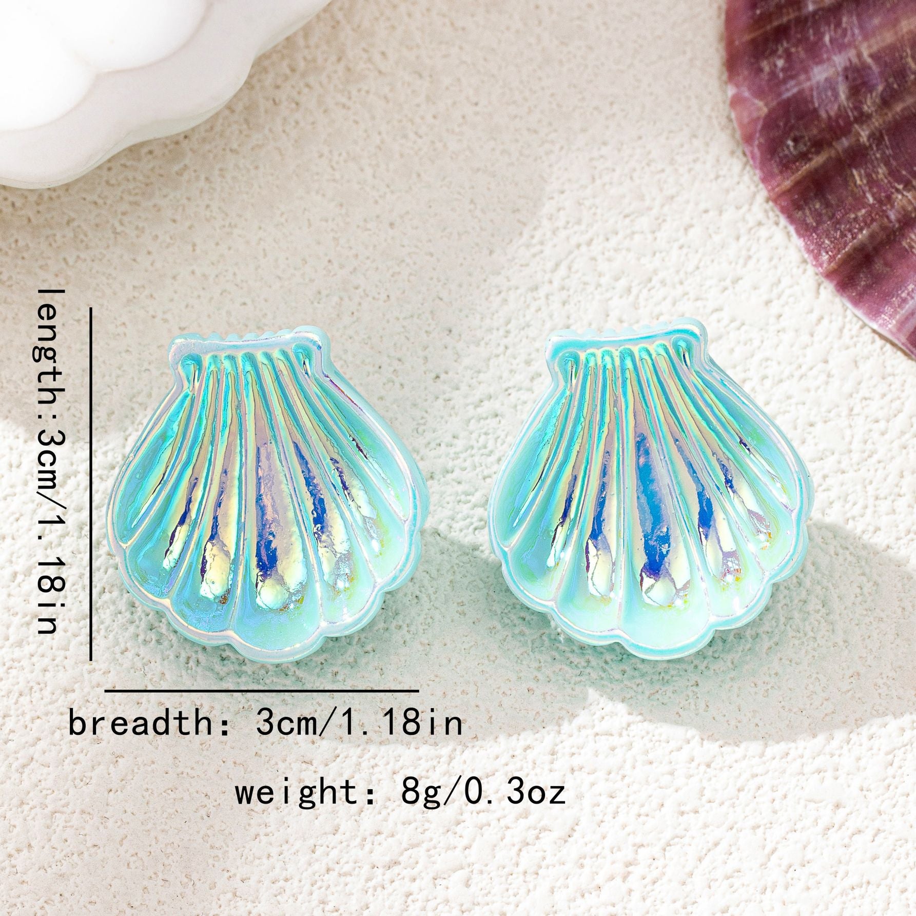 Wholesale Acrylic Electroplated Shell Flower Earrings For Women Blue Stylish Beach Vacation Jewelry