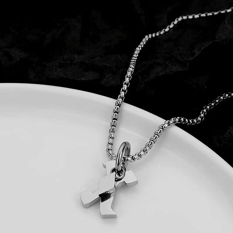 Wholesale Men's 26 Alphabet Titanium Steel Necklace