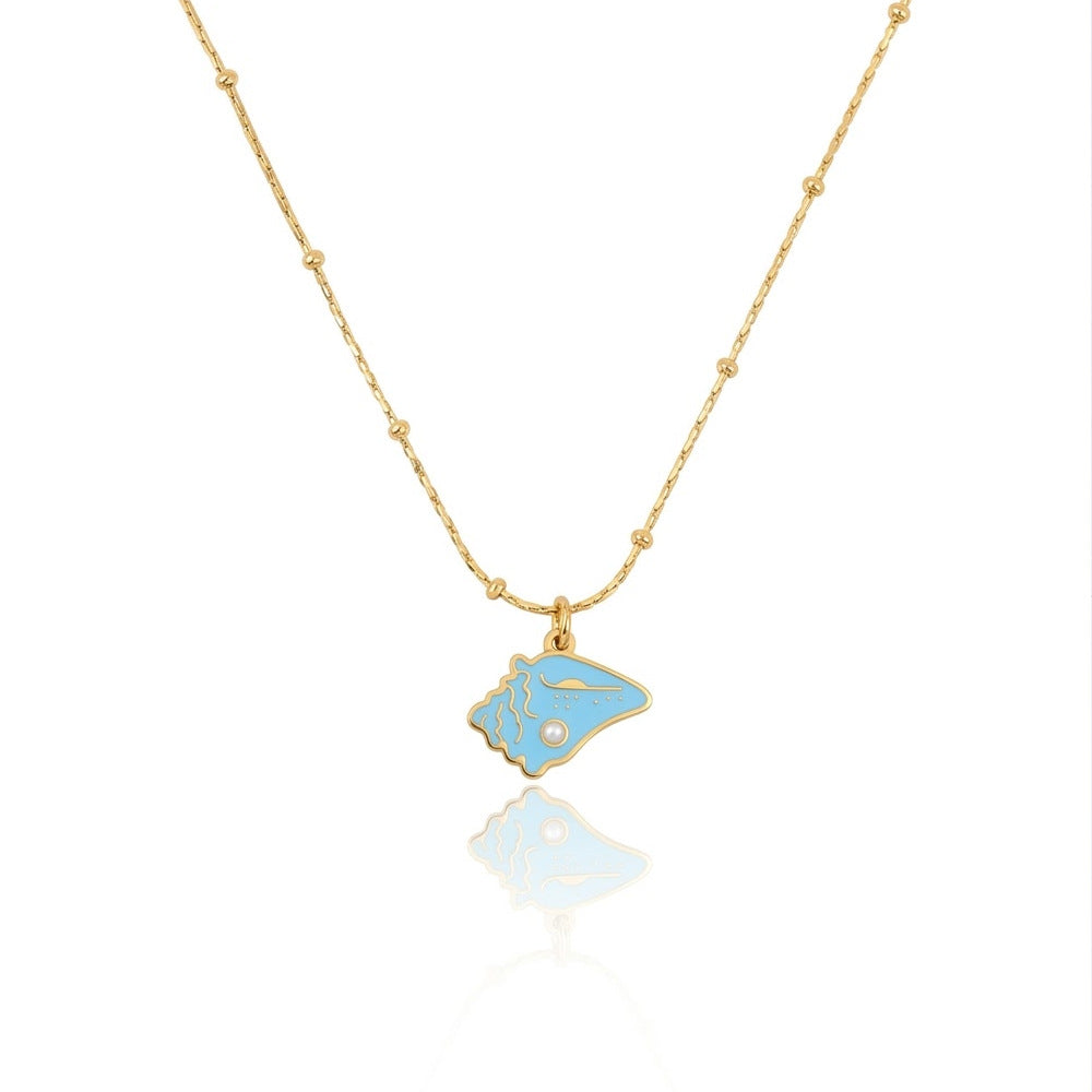 Wholesale Ocean Style Titanium Steel   Enamel Sea Turtle and Starfish Necklace
