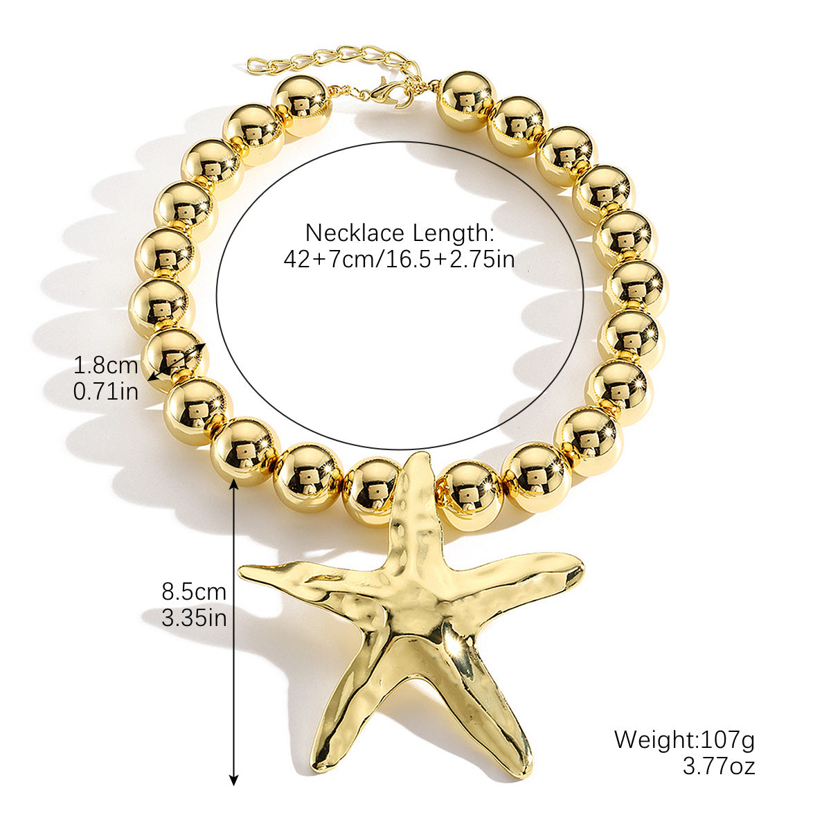 Wholesale  Bohemian Pearl Vintage Beaded Starfish Conch Pendant  Necklace