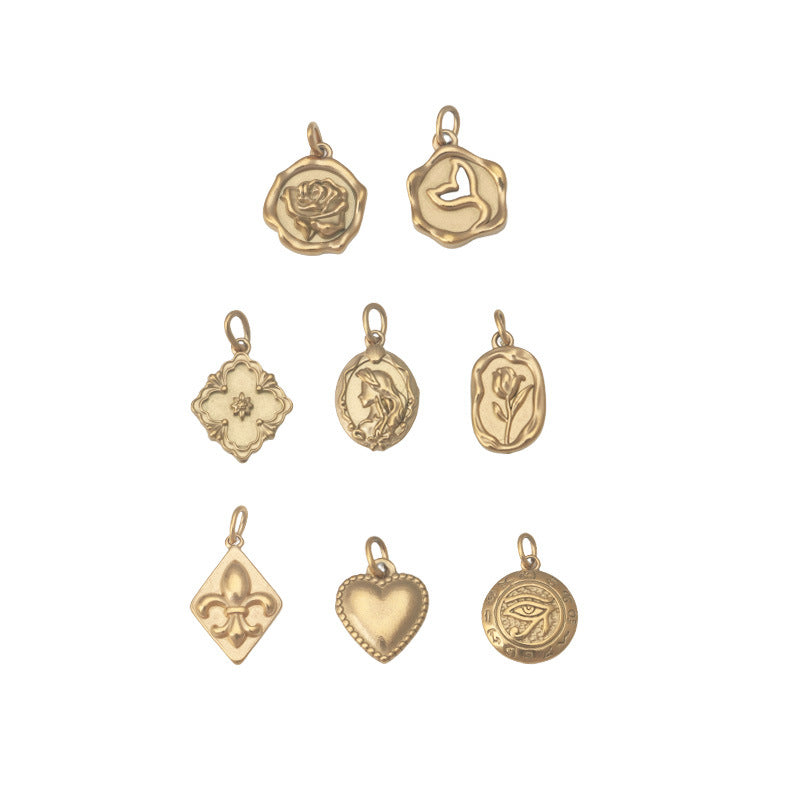 Wholesale Stainless Steel Mermaid Flower Peach Heart Gold Pendant