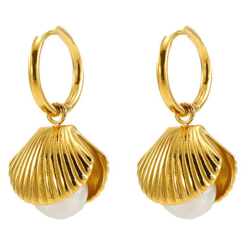 Wholesale Fashion Simple Temperament Pearl Shell Earrings Necklace Jewelry Set ACC-NE-ZhongYao010