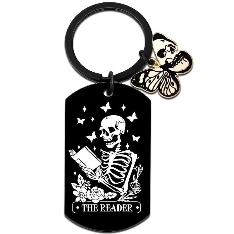 Wholesale Skull Demon Laser Engraved Titanium Steel Keychain Military Tag Style Car Key Accessory Gift