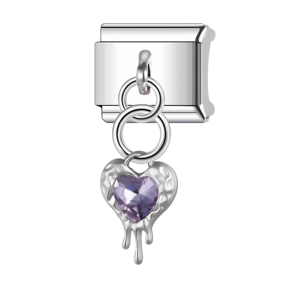 Wholesale Italian Charm Bracelet 9mm DIY Splicing Cross with Diamond Heart Stainless Steel Composable Bracelet