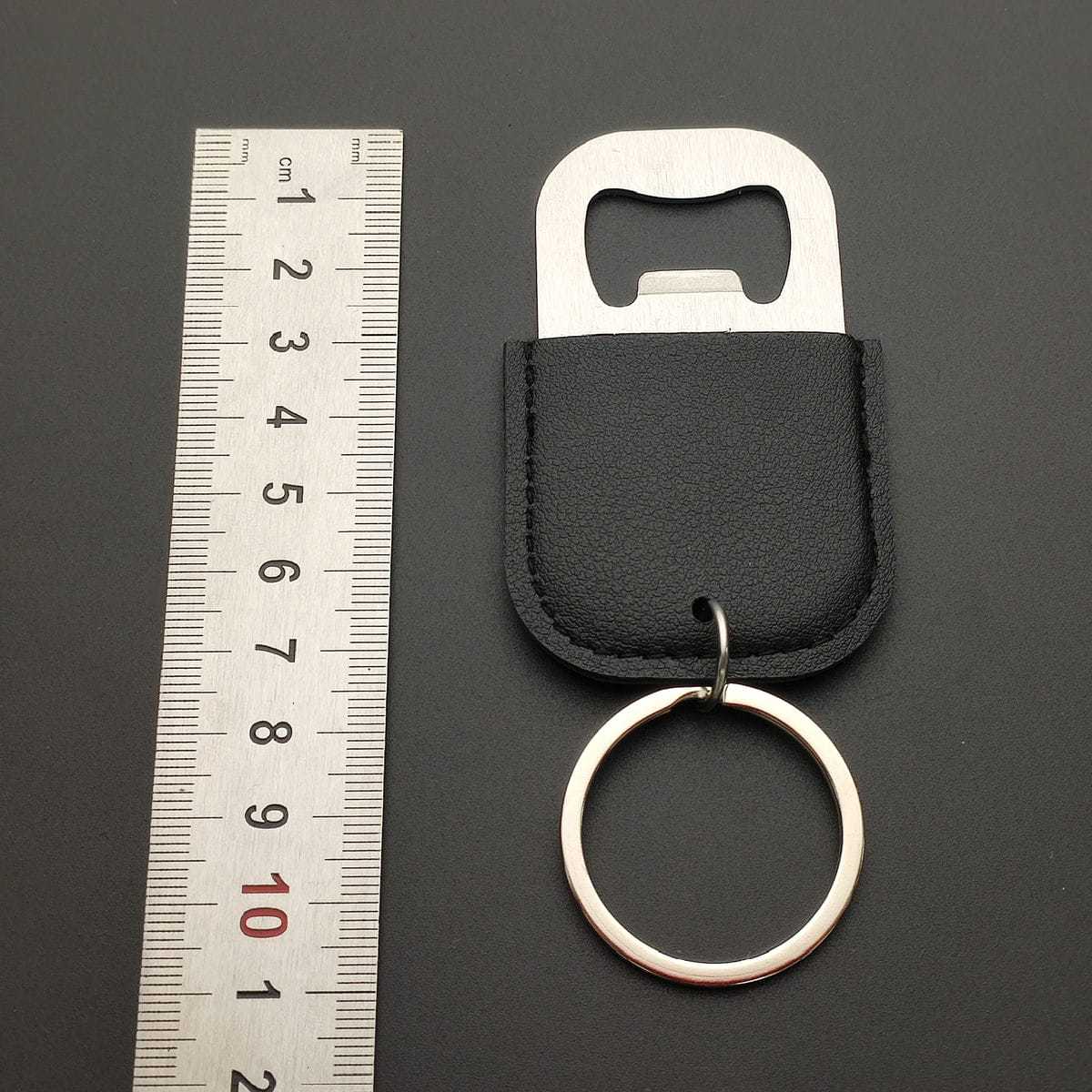Wholesale Stainless Steel Bottle Opener Beer Cocktail Opener Wine Tools Creative PU Leather Keychain