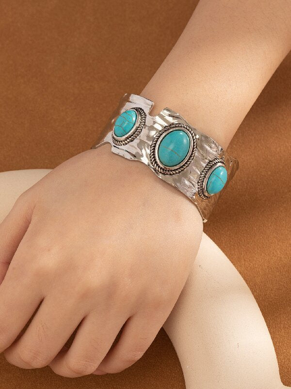 Wholesale Bohemian Oval Pattern Turquoise Iron Bracelet ACC-BT-Gaoz005