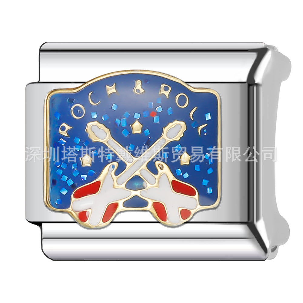 Wholesale 9mm Italian Charm Starter Bracelets DIY square Single Section Creative Stainless Steel Composable Bracelet