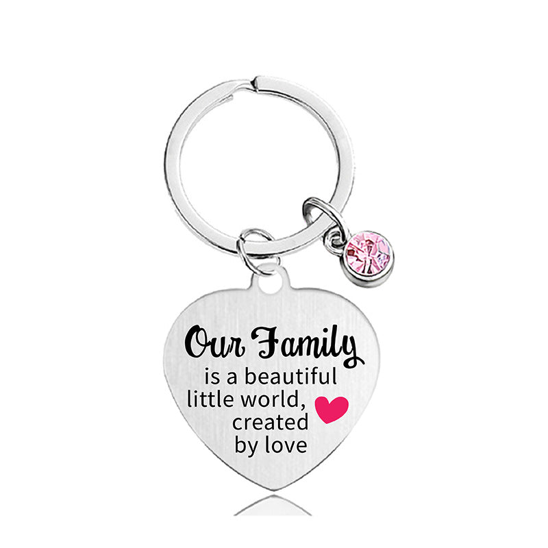 Wholesale Color Printed Pink Diamond Heart Shape Metal Keychain for Family and Friends Gifts Creative Keychain ACC-KC-Ganggu021