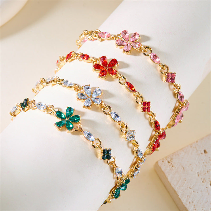 Wholesale Chic Crystal Flower Bracelet For Women Everyday Jewelry Accessory Gift For Besties