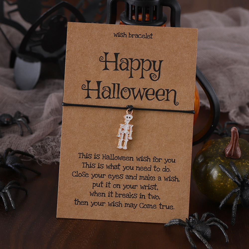 Wholesale Pumpkin Ghost Skull Braided  Series Pendant Halloween Bracelet
