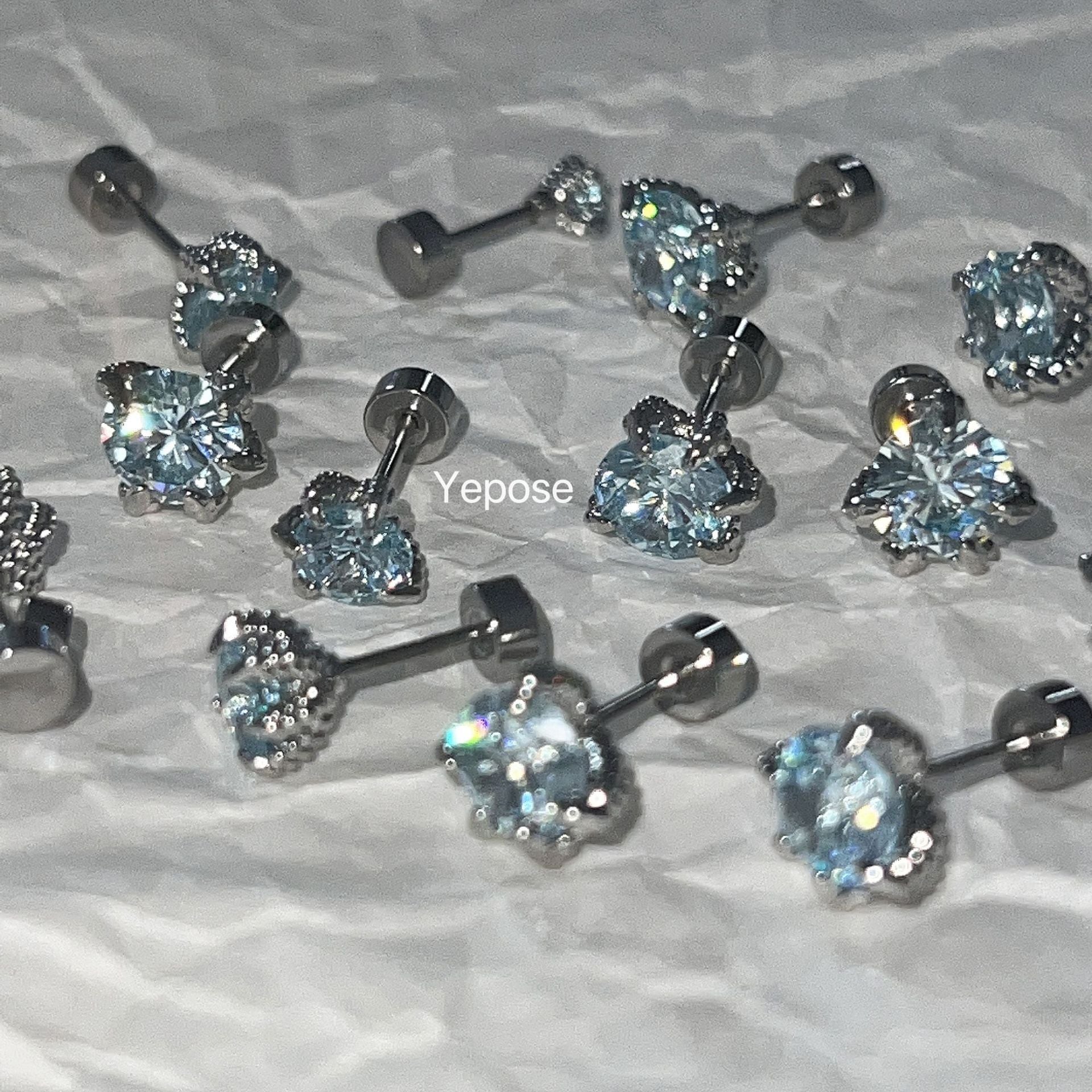 Wholesale  Water Blue Dragon Claw Ear Bone Nail Titanium Steel  Earrings