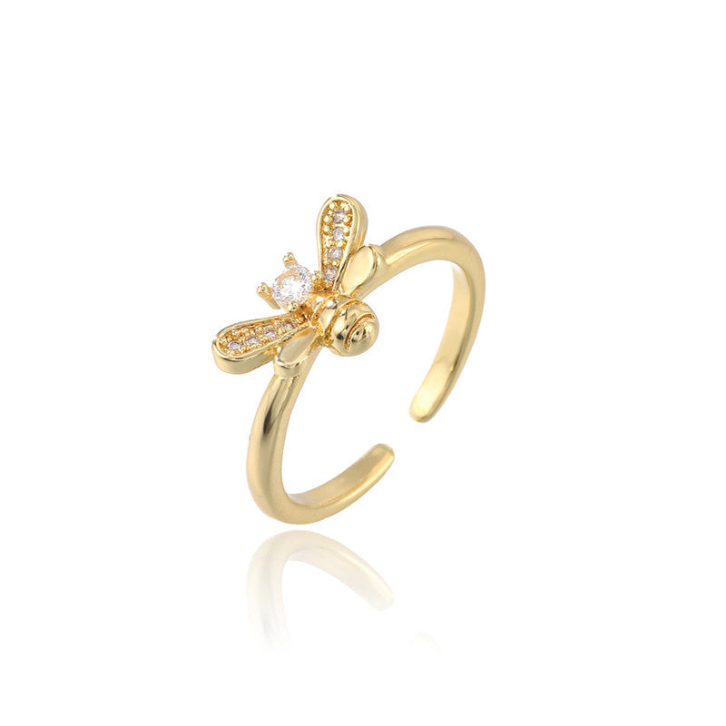 Wholesale Small Bee Open Adjustable Ring ACC-RS-AoGu001