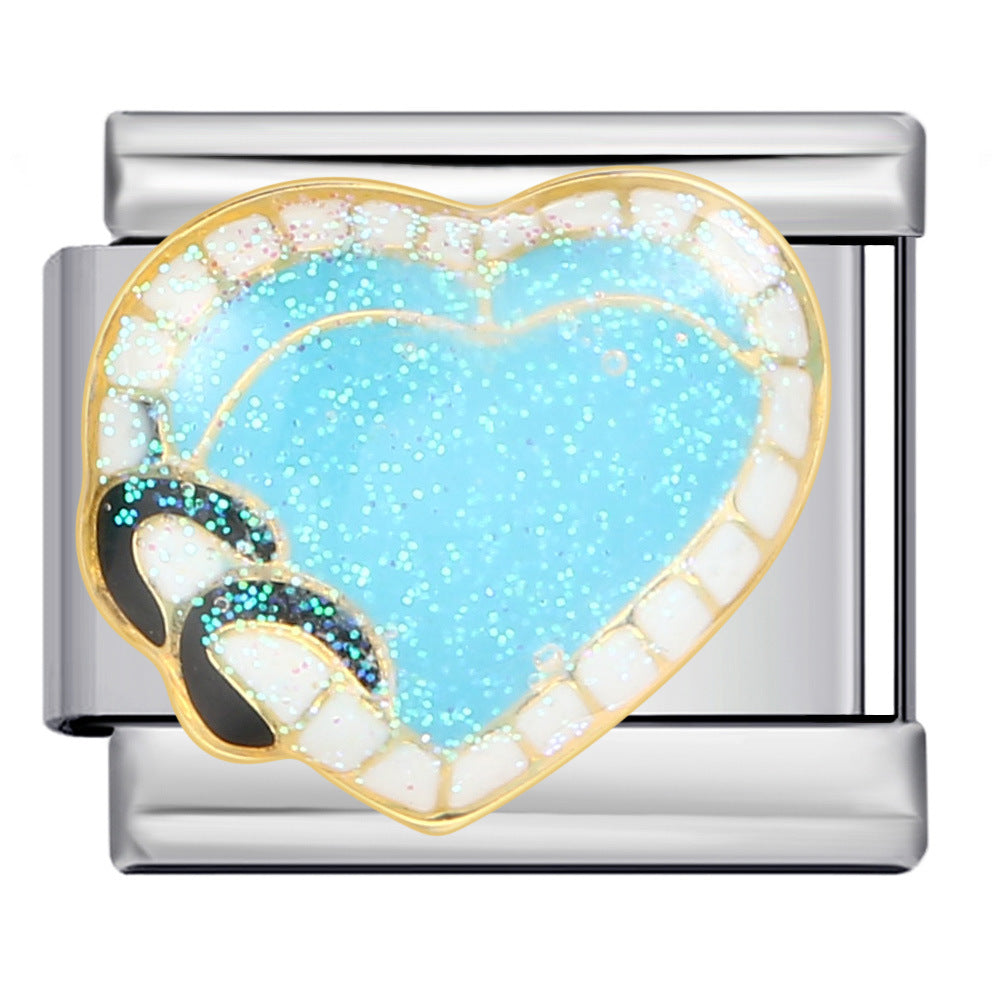 Wholesale Italian Charm Bracelet Welding Oil Dropping Cartoon DIYStainless Steel Composable Bracelet