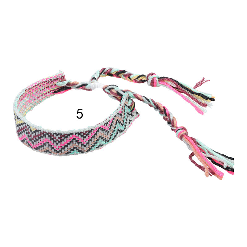 Wholesale ethnic style woven bracelet wide wrist strap colorful tassel bracelet