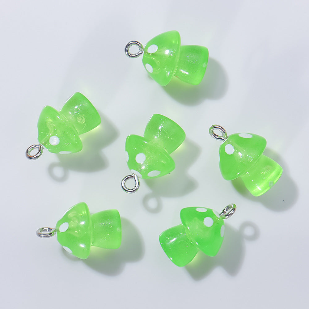 Wholesale 20pcs/ pack Transparent Colorful Luminous Mushroom Pendant — DIY Handmade Accessories for Keychains Earrings and Necklaces