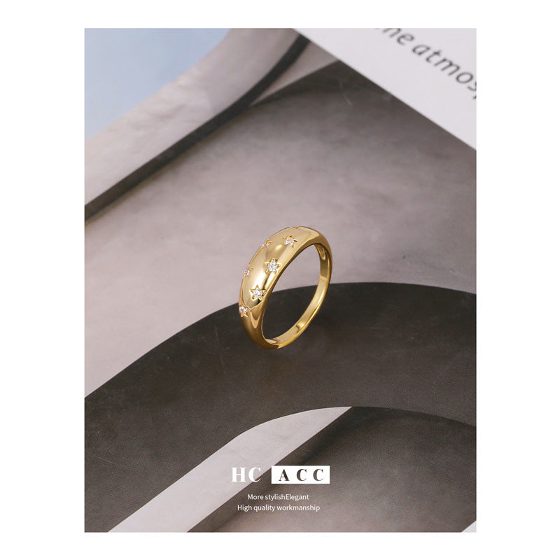 Anello micro-intarsiato con texture di alta qualità a forma di stella all'ingrosso