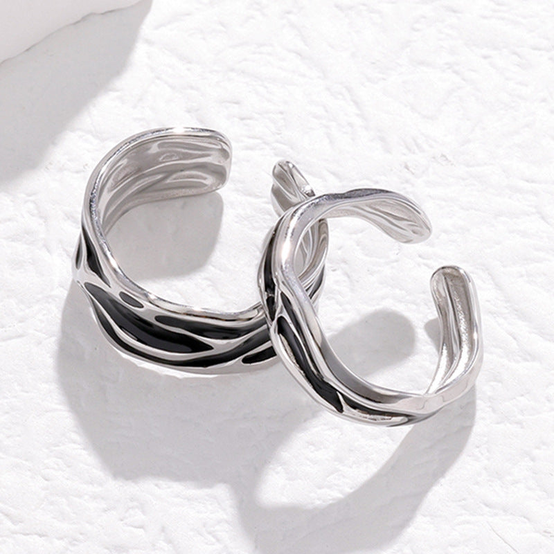 Wholesale Electroplated Stainless Steel Couple Rings Adjustable Open Style Fashion Jewelry Accessory For Everyday Wear