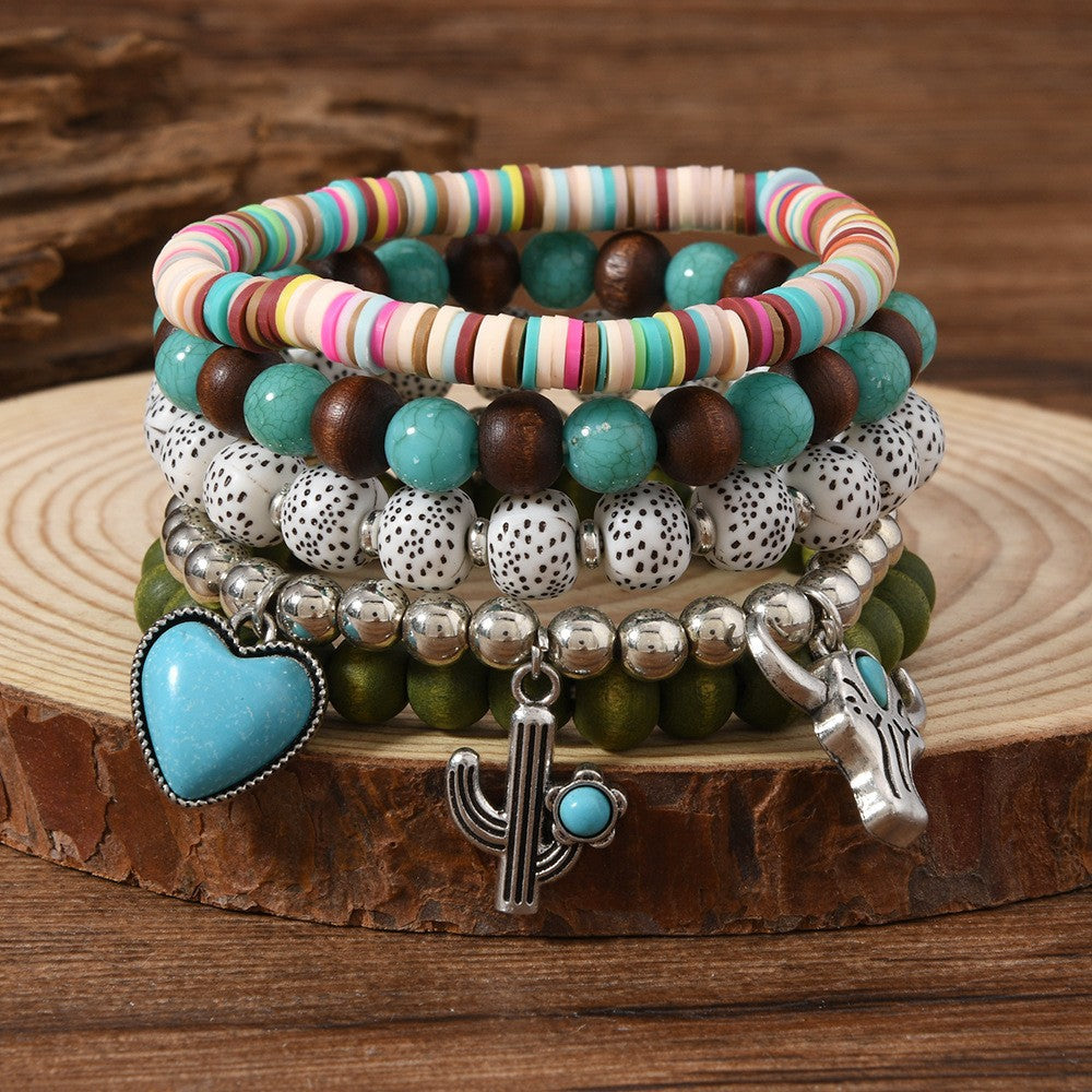 Wholesale Zinc alloy multi-layered red Valentine' s Day beaded bracelet