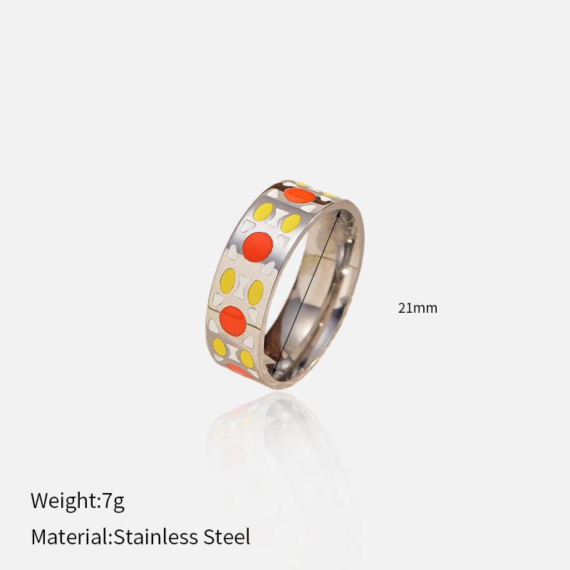 Wholesale  color minimalist color-blocking  stainless steel  rings